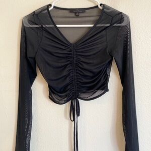 Mesh Black Long Sleeve Top